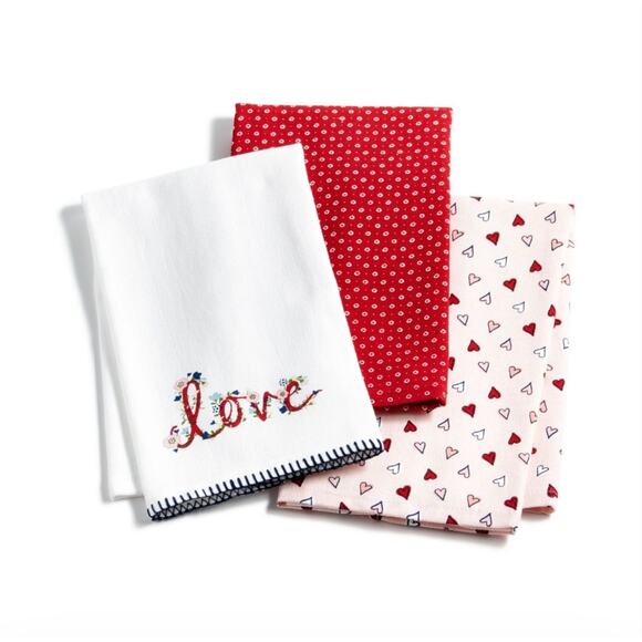 VALENTINE SET HAND TOWELS, OVEN MITT, & PARING KNIVES MARTHA STEWART COLLECTION - Picture 2 of 6